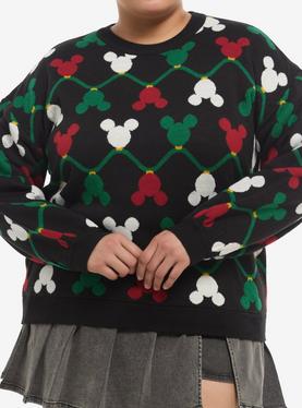 Her Universe Disney Holiday Mickey Mouse String Lights Knit Sweater Plus Size, , hi-res
